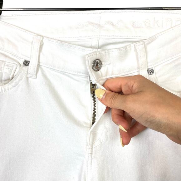 7 for all Mankind The Skinny White Denim Low Rise Classic Basic Slim Jeans - Picture 5 of 9